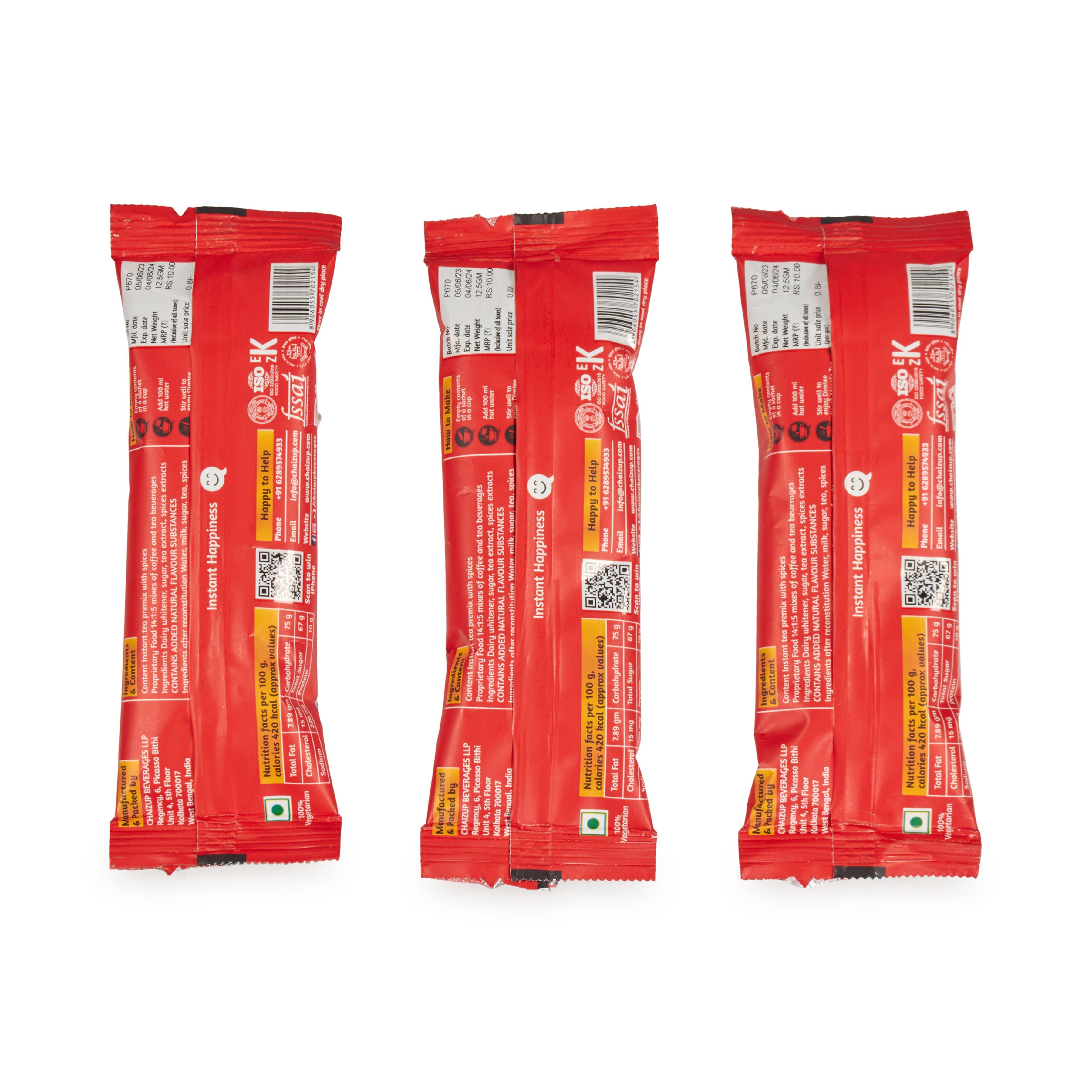 Chaizup Dimtee 1 Min Instant Masala Chai Premix - 30 Sachets | Masala Flavours | 30 Servings | 375g